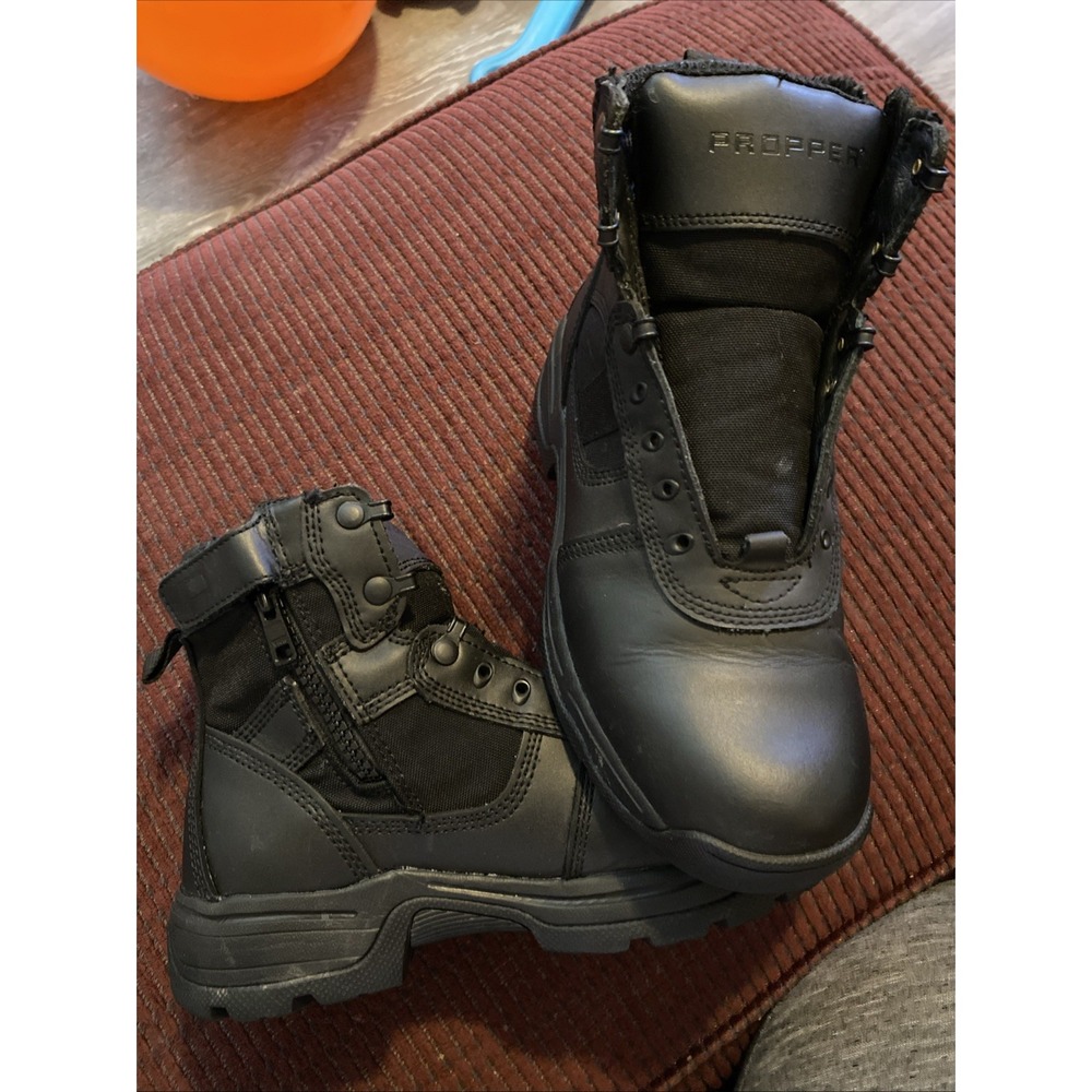 PROPPER MEN'S 6" SIDE ZIP TACTICAL‎ BOOTS 9M/WOMEN SIZE 11M BLACK